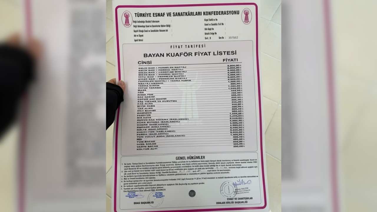 Osmaniye’de Kadın Kuaförleri Fiyat Listesi Açıklandı (1)