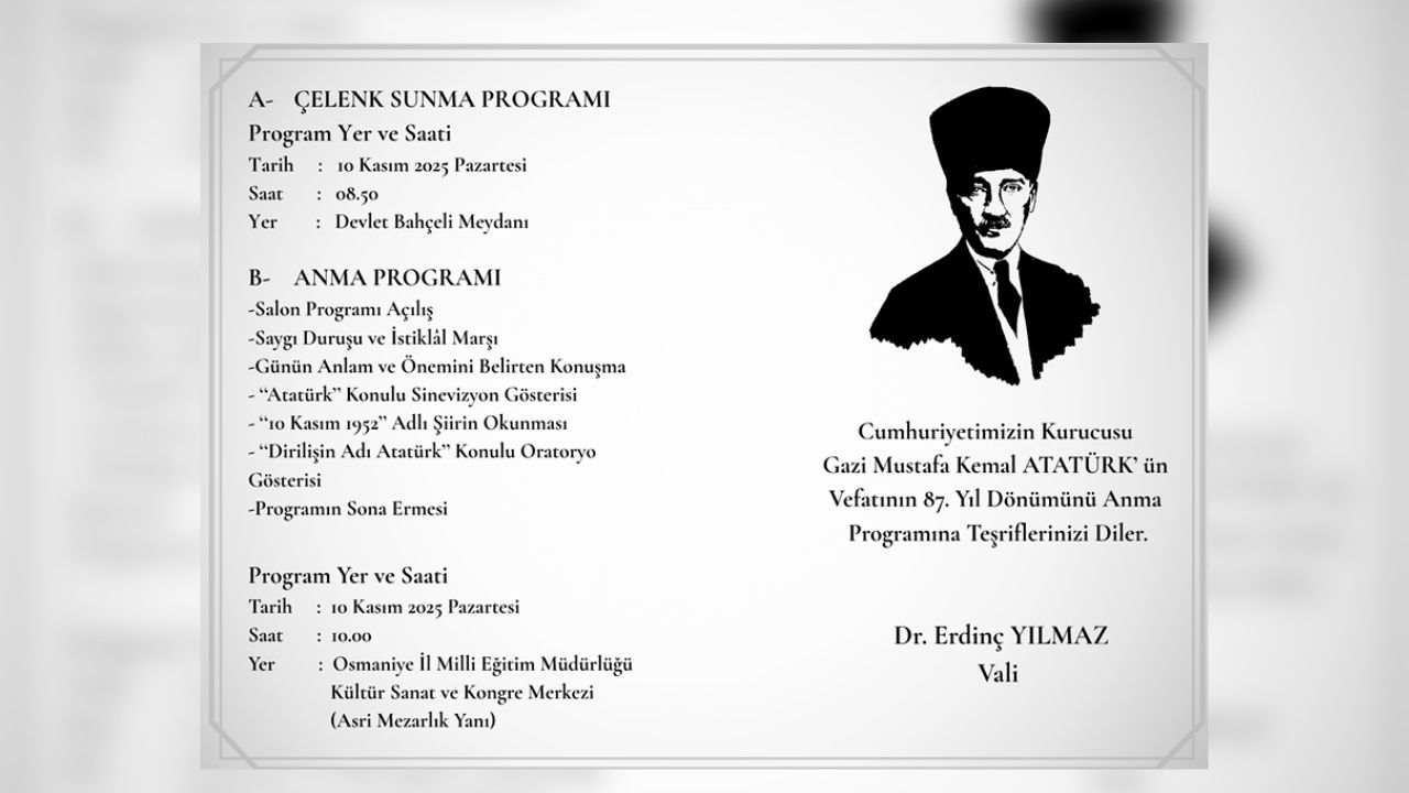 Valilik 10 Kasım Programı