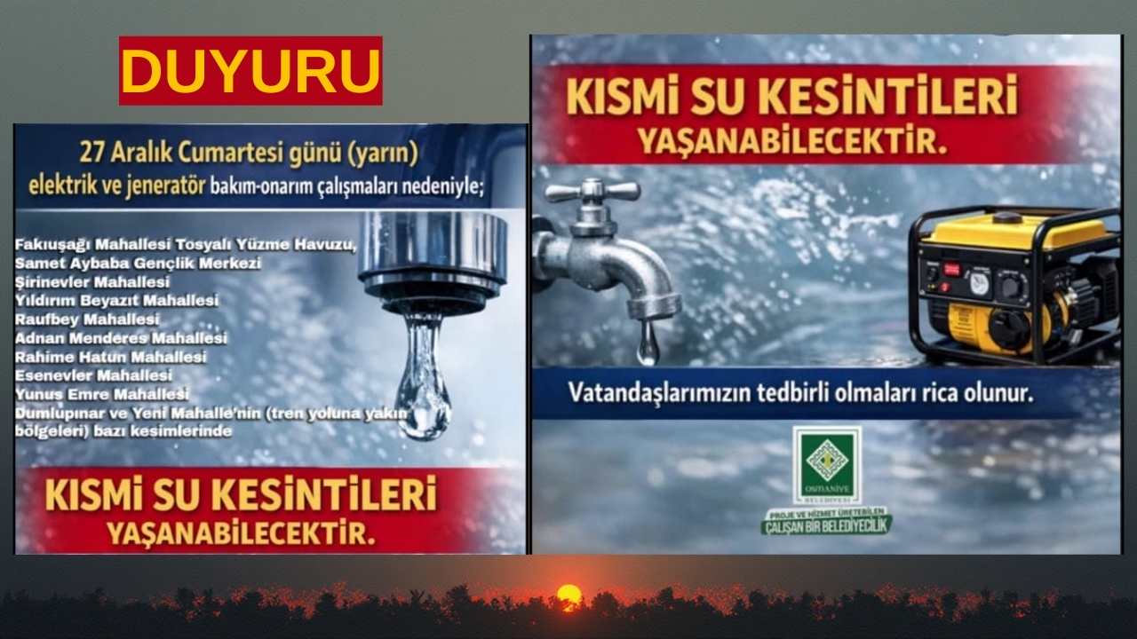 Osmaniye'de Hafta Sonu Su Kesintisi (2)