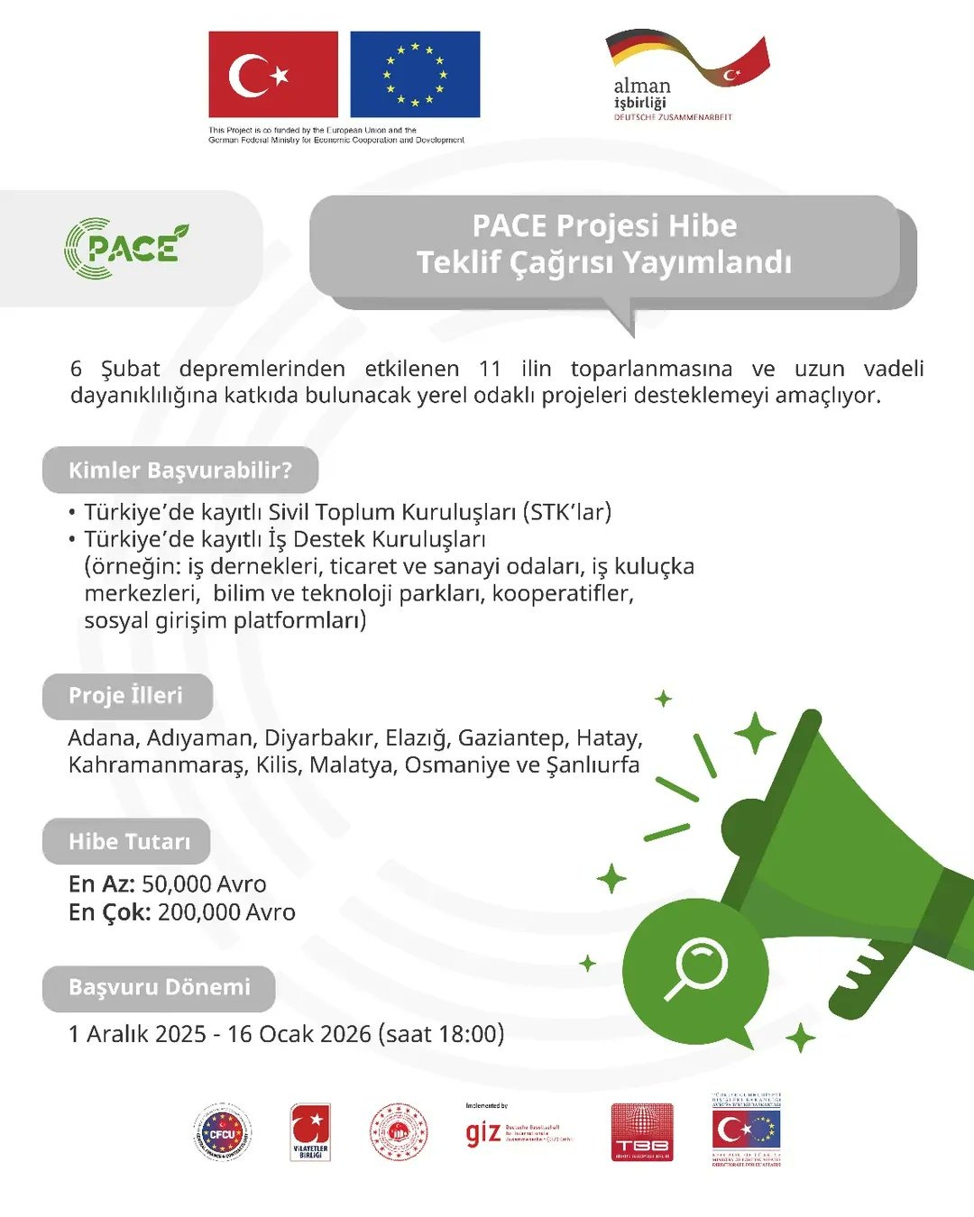 Pace Hibe Çağrısı Osmaniye’de Deprem Sonrası Yerel İyileştirmeyi Destekleyecek