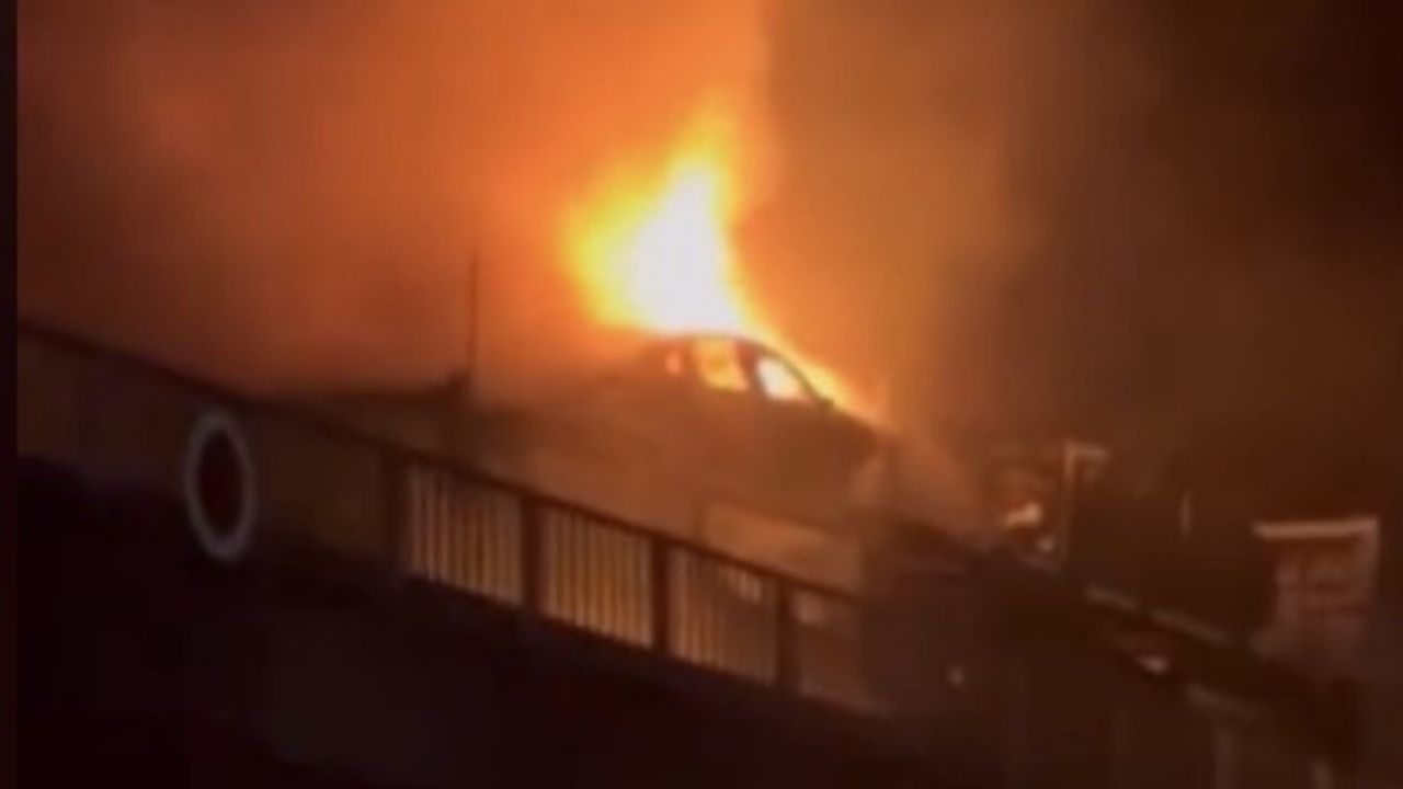 Osmaniye Bahçe’de Araç Yüklü Tır Yangını 3 Araç Kül Oldu (1)