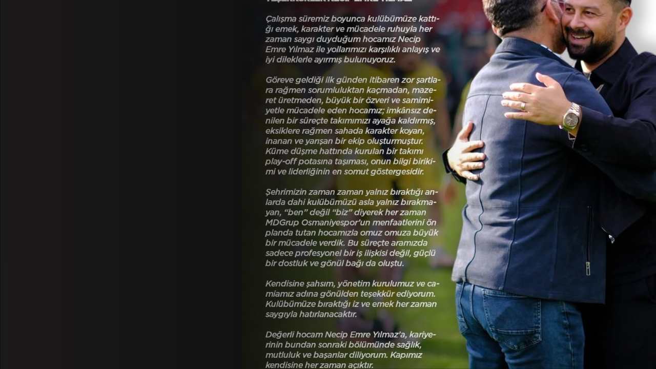 Osmaniyespor'da Beklenmedik Ayrılık 9 Maçlık Serüven Noktalandı