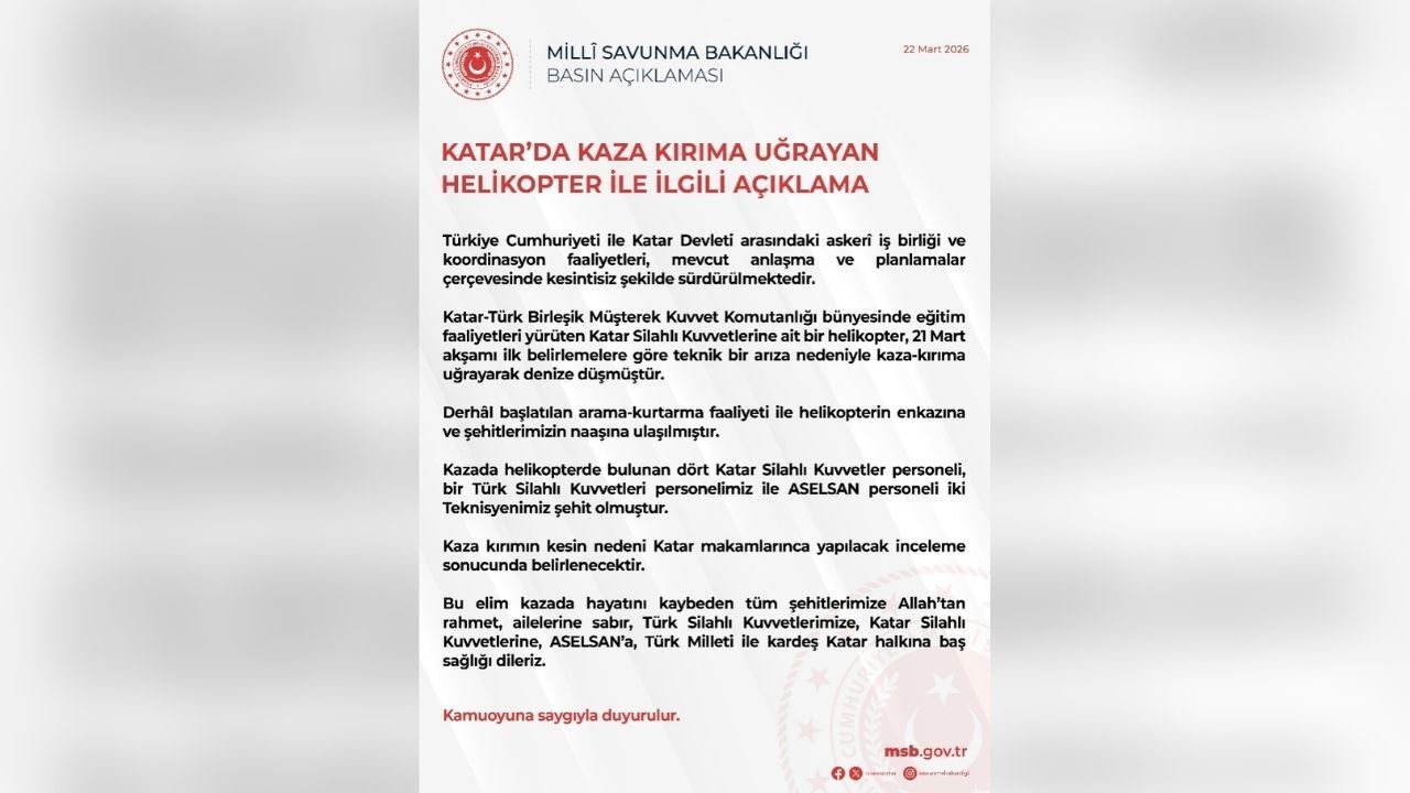 Katar'da Eğitim Helikopteri Düştü! 7 Şehit Var