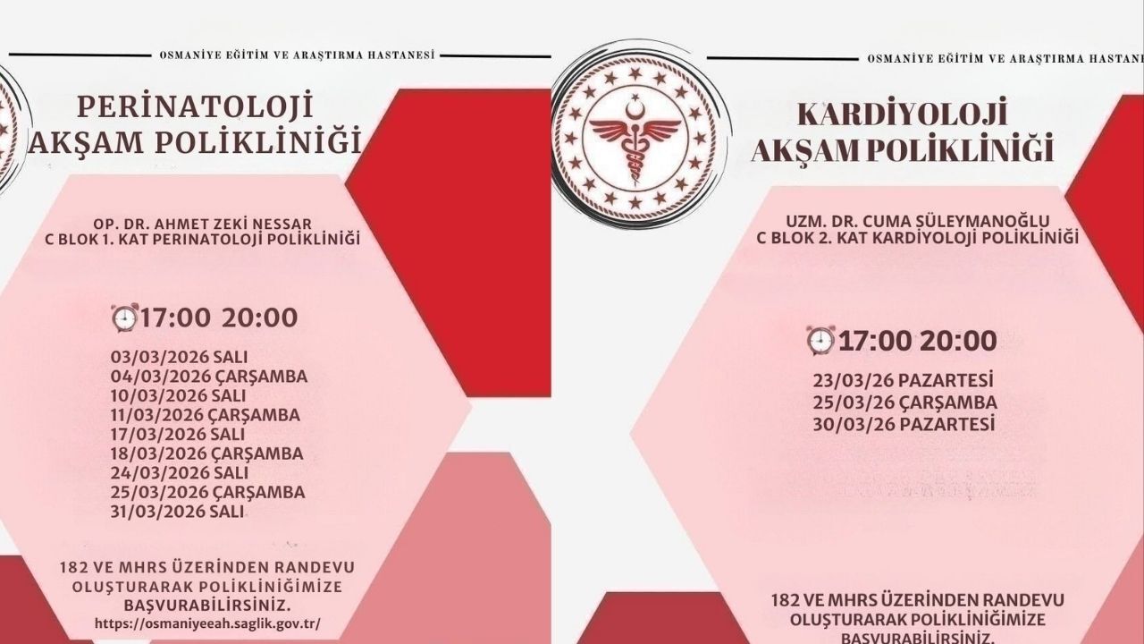 Osmaniye Eğitim Ve Araştırma Hastanesi’nde Mesai Dışı Poliklinik Hizmeti