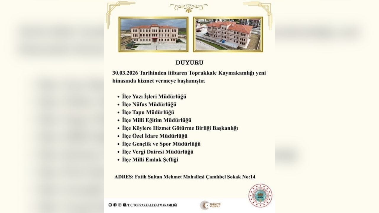Toprakkale Kaymakamlığı Yeni Hizmet Binasına Taşındı İşte Yeni Adres Ve Birimler