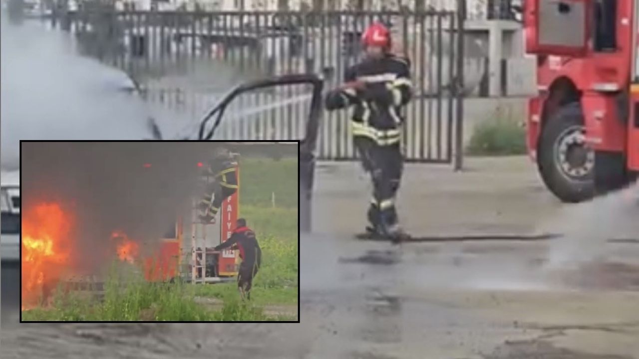 Osmaniye Galericiler Sitesi Yakınında Otomobil Alev Alev Yandı