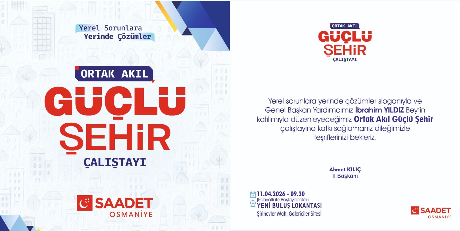 Osmaniye’de Saadet Partisi’nden “Ortak Akıl Güçlü Şehir” Çalıştayı