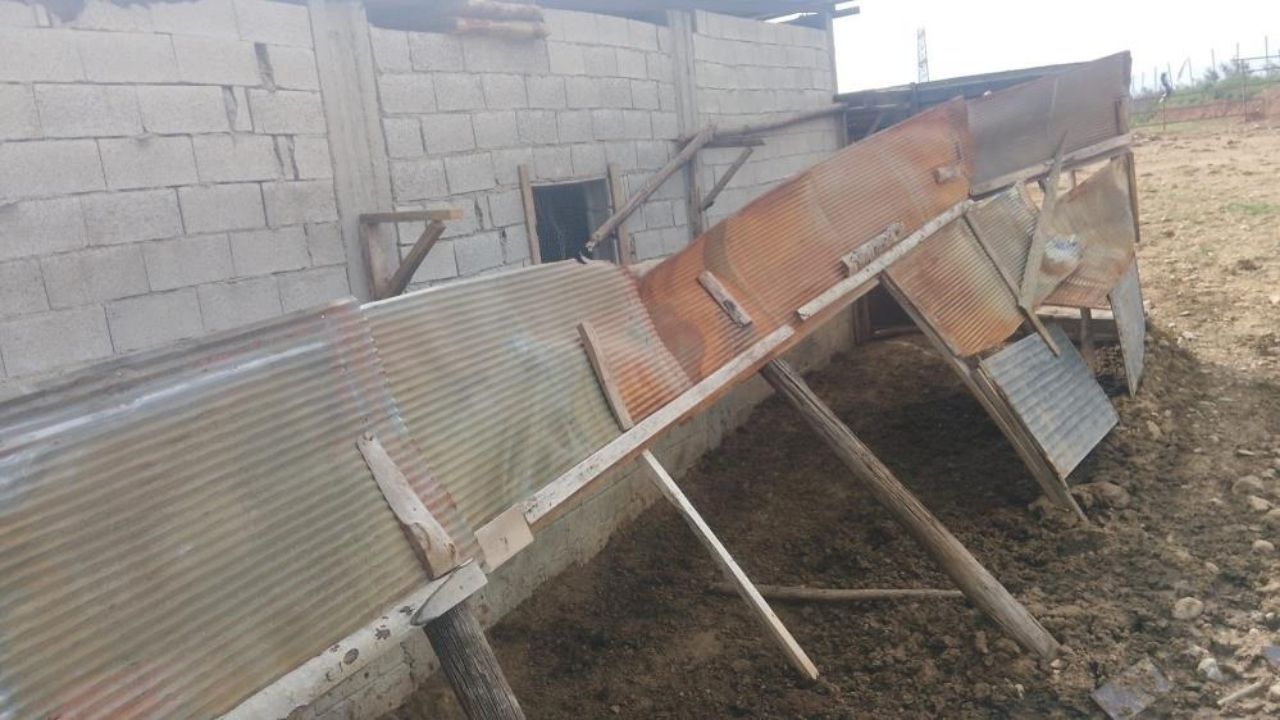 Osmaniye’de Şiddetli Sağanak Ve Fırtına Ahırın Çatısı Kağıt Gibi Uçtu (1)