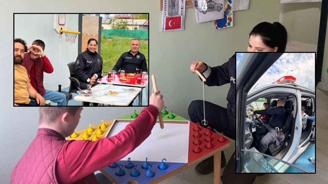 Toprakkale’de Kalpleri Isıtan Ziyaret Özel Öğrencilerden Polislere Çiçekli Kutlama (2)