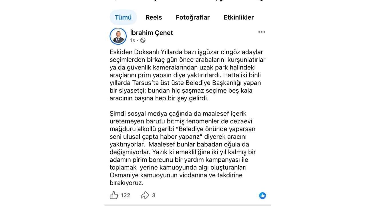 Osmaniye Belediye Önünde Motor Yakma Olayı