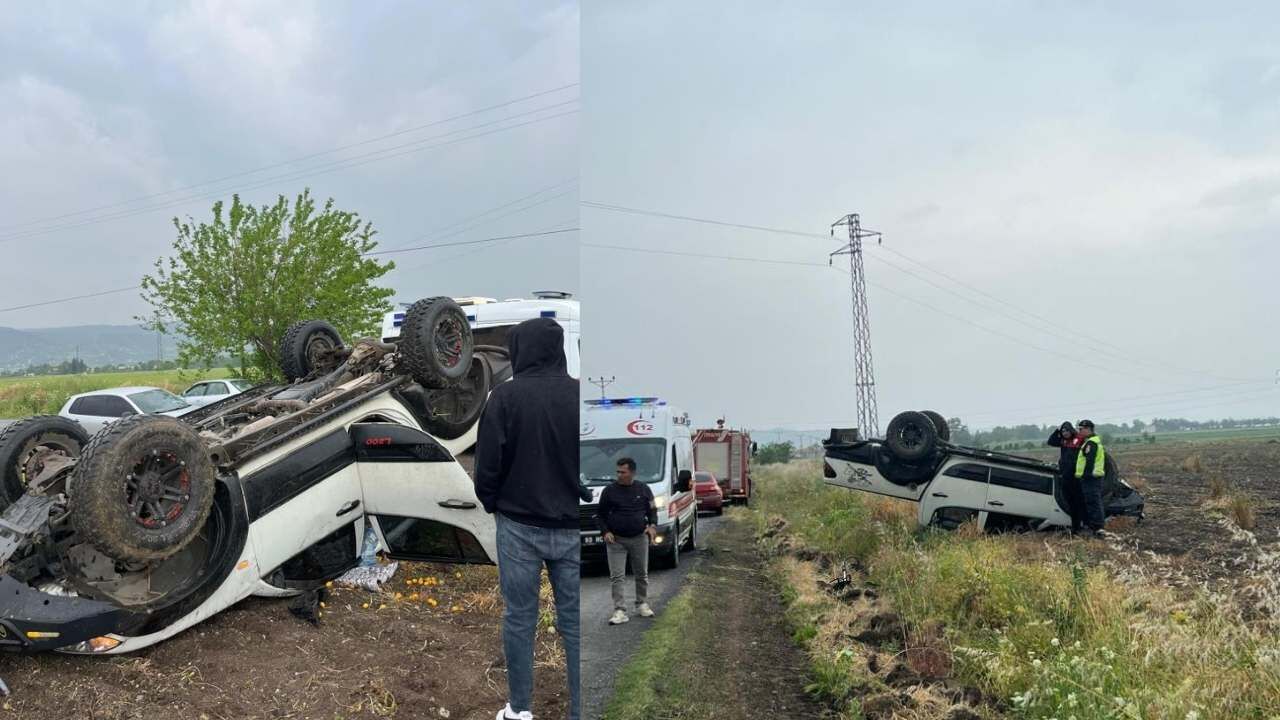 Osmaniye’de Otomobil Takla Atıp Tarlaya Devrildi 1 Yaralı (1)
