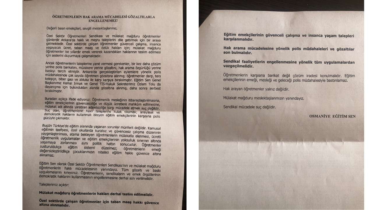 Ankara'daki Öğretmen Gözaltılarına Osmaniye'den Tepki (2)-1