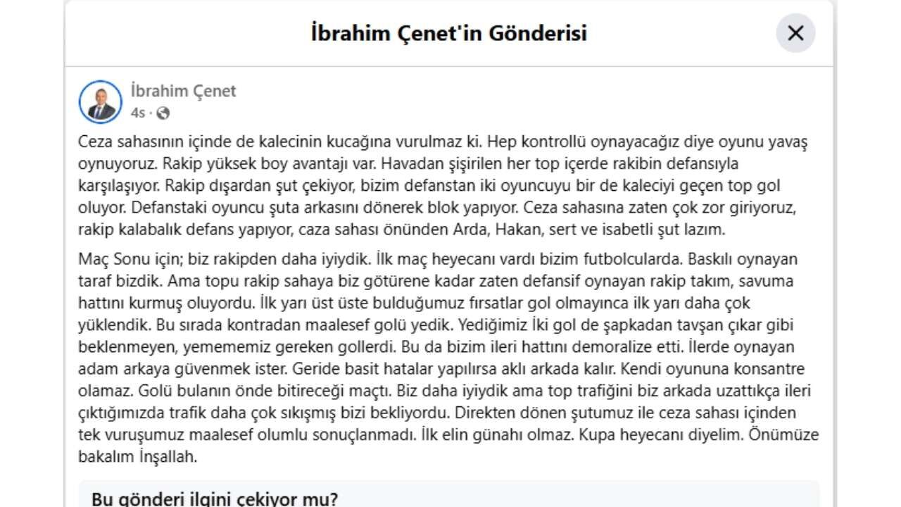 Osmaniye Belediye Başkanı Çenet'ten Milli Takım Analizi (1)