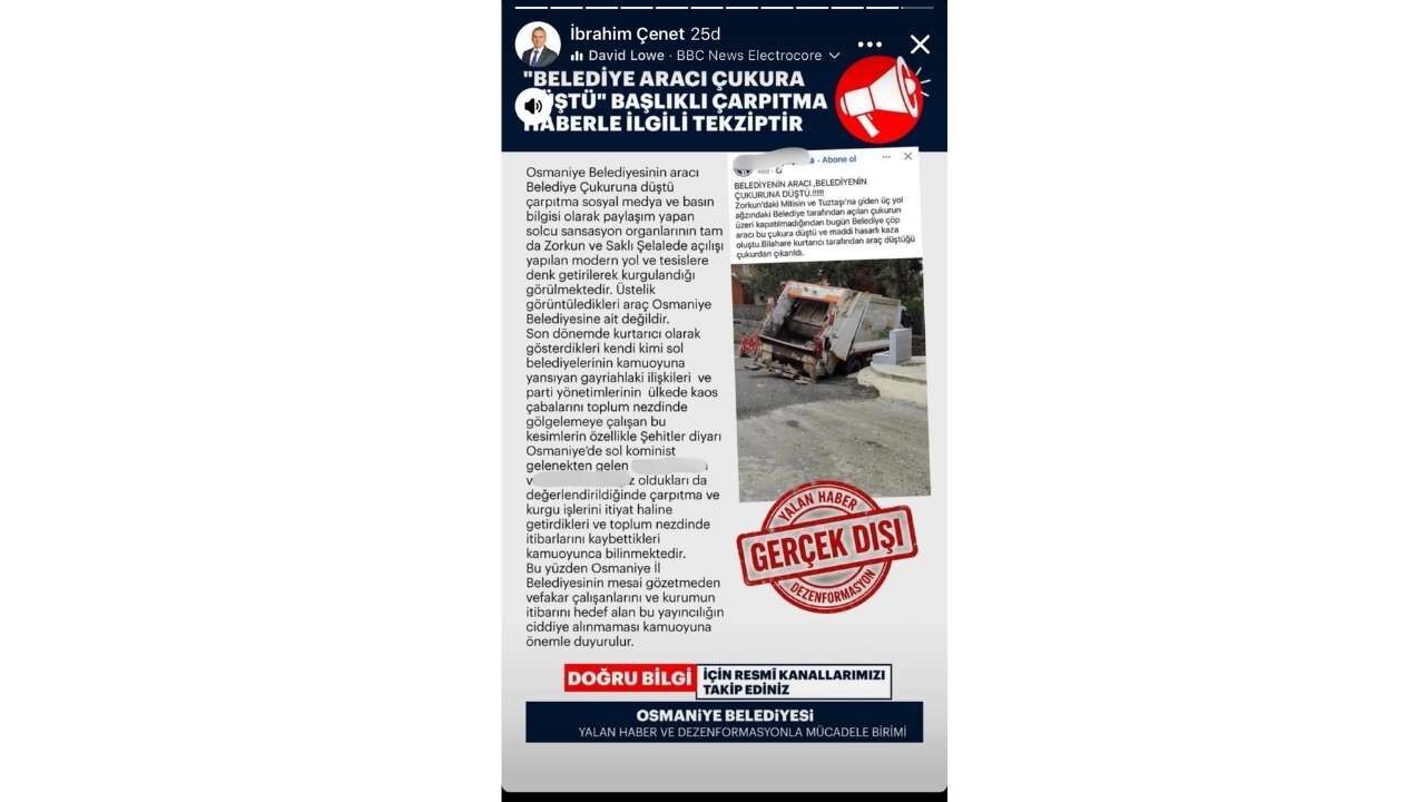 Osmaniye Belediyesi'nden O Haberlere Tekzip (1)