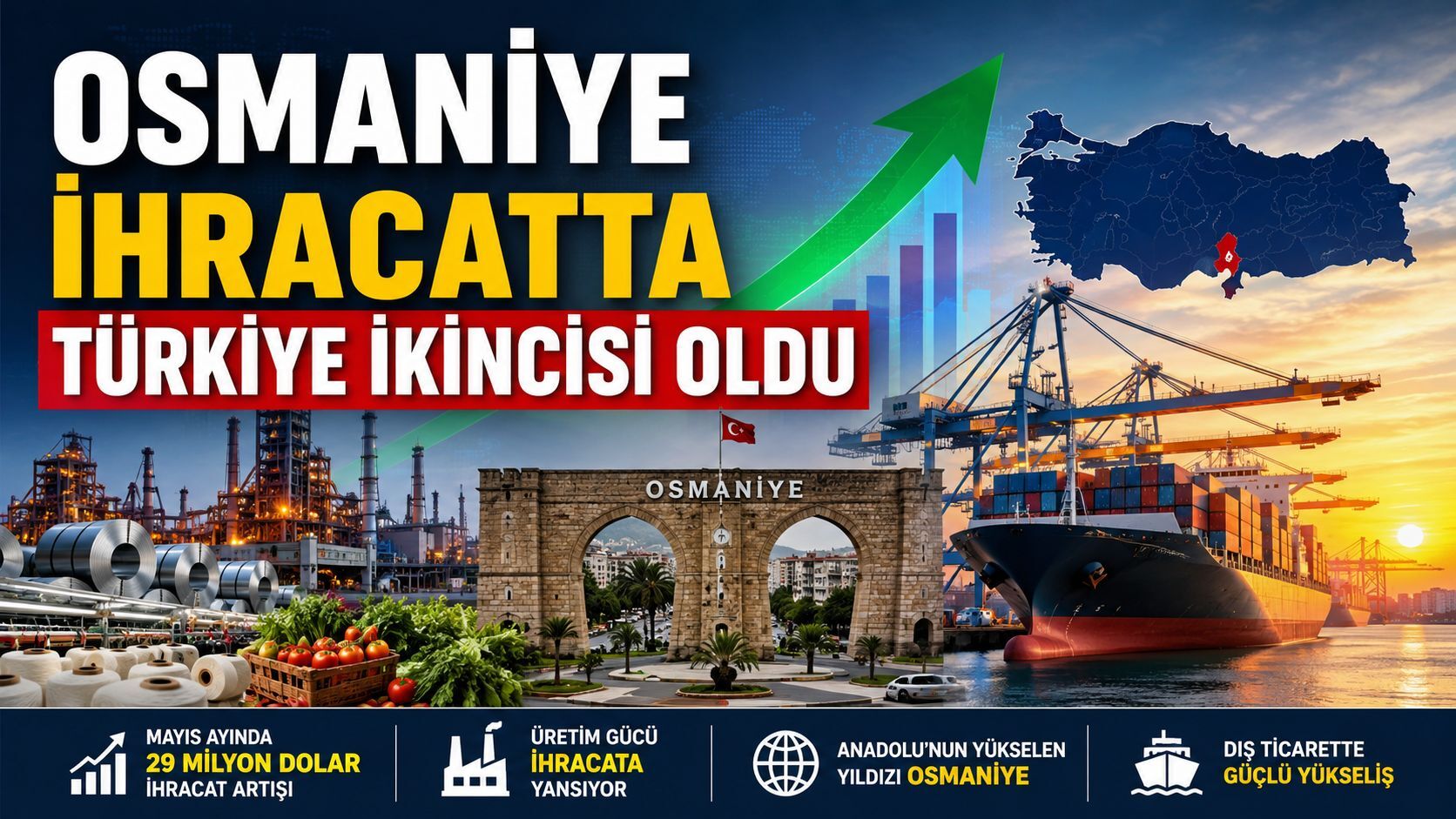 Osmaniye İhracatta Türkiye İkincisi Oldu