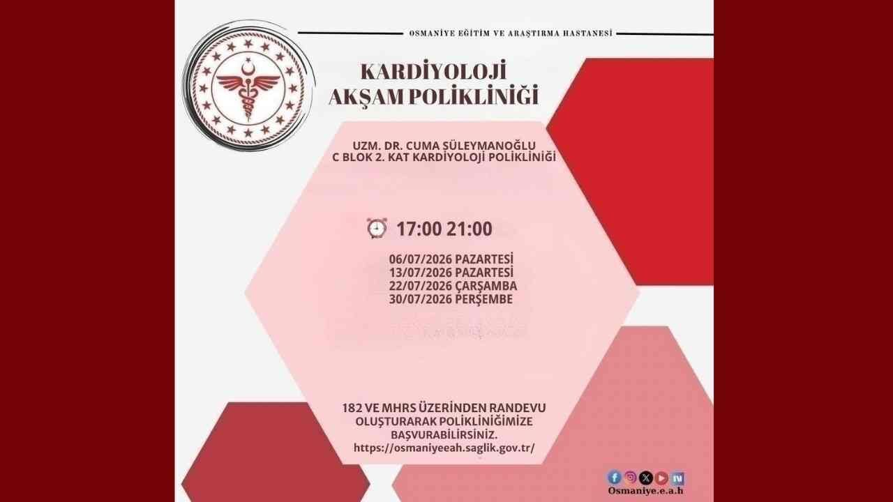 Osmaniye'de Akşam Polikliniği Temmuz Ayı Takvimi Belli Oldu (2)