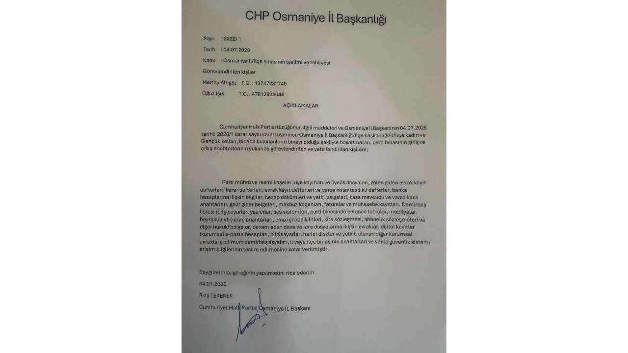 Chp Osmaniye Teşkilatında Tüm Binalar İçin Tahliye Kararı Çıktı (1)