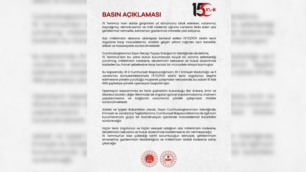 Fetöpdy'ye 81 İlde Dev Operasyon! 968 Gözaltı Kararı