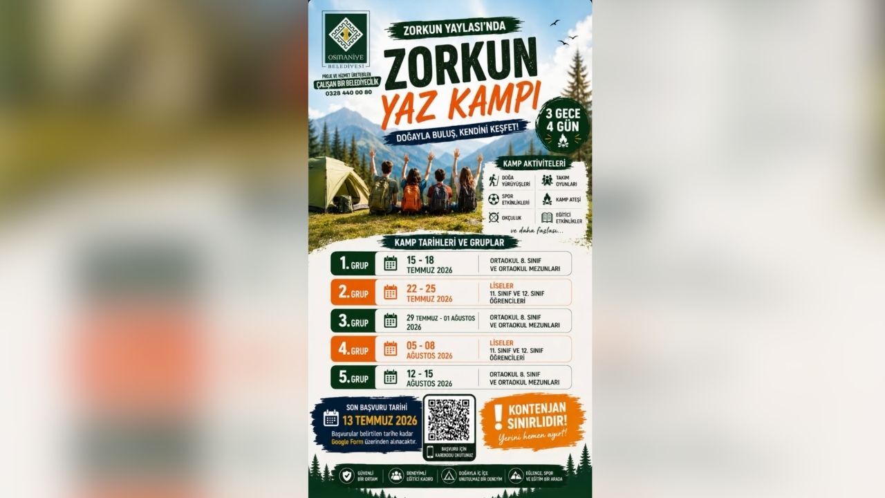 Osmaniye Belediyesi’nden Gençlere Müjde Zorkun Yaylası Yaz Kampı Başvuruları Başladı!