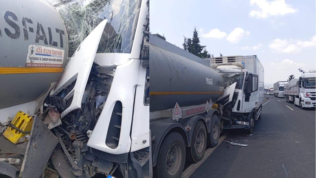 Osmaniye’de Tag Otoyolu Felç Oldu! Tır Tankere Saplandı 2 Yaralı (1)