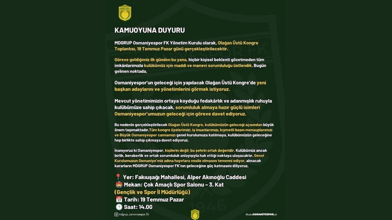Osmaniyespor Fk'da Gözler Tarihi Kongreye Çevrildi (1)