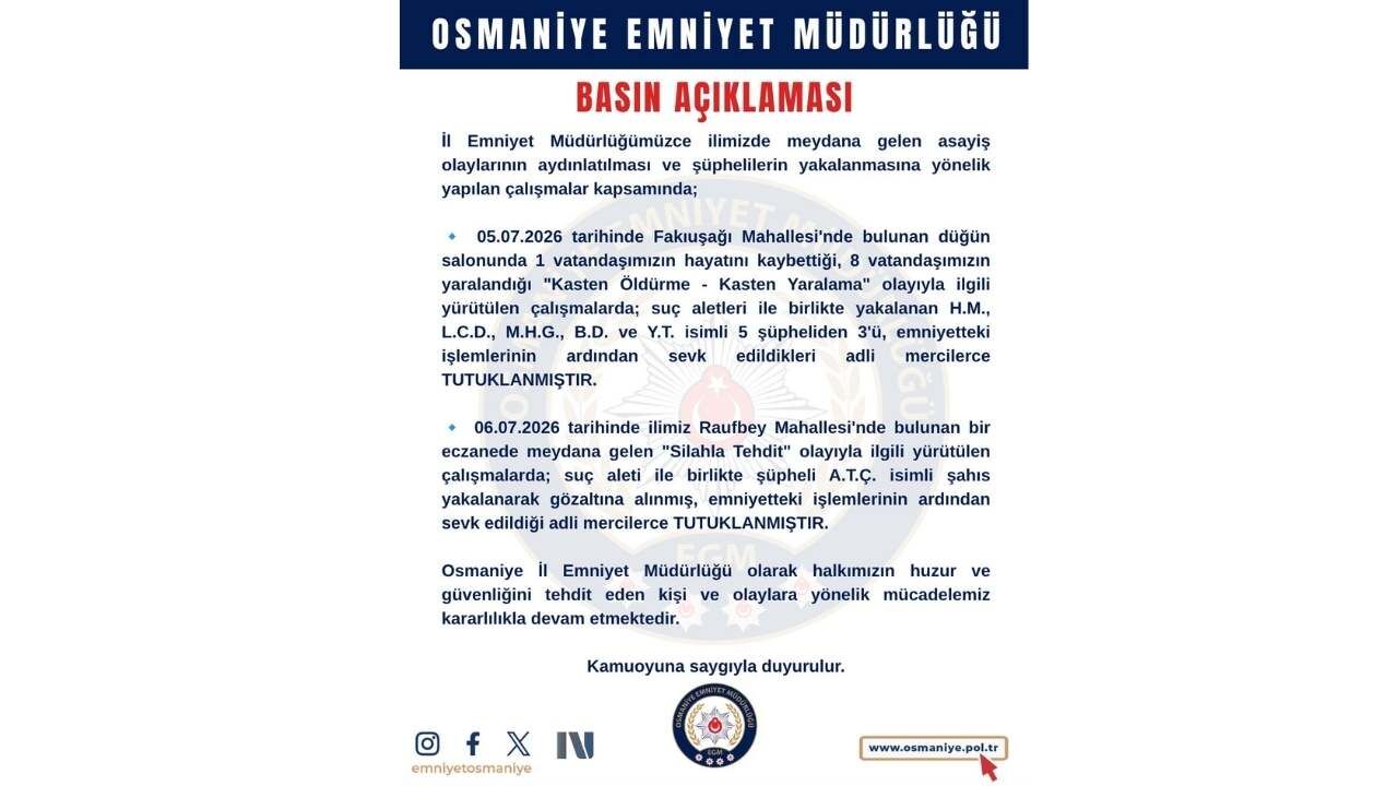 Osmaniye’yi Sarsan İki Silahlı Olayda Flaş Karar!
