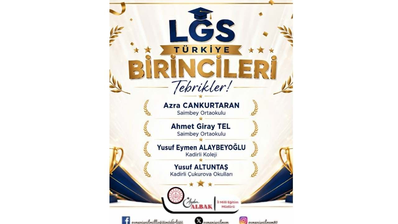 Sıfır Hata, Yüzde Yüz Gurur! İşte Osmaniye'nin Lgs Birincileri!