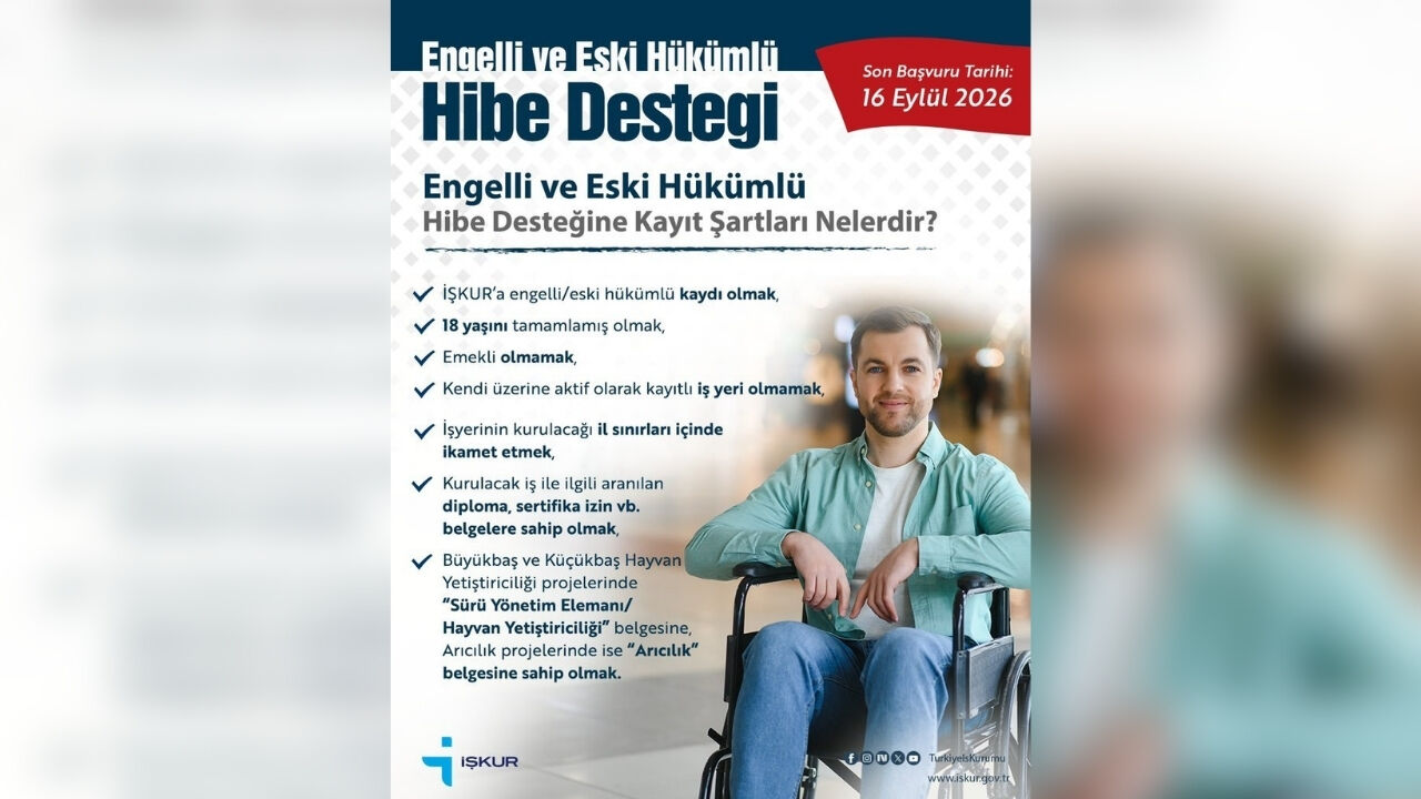 Işkur Engelli Eski Hükümlü Hibe Desteği