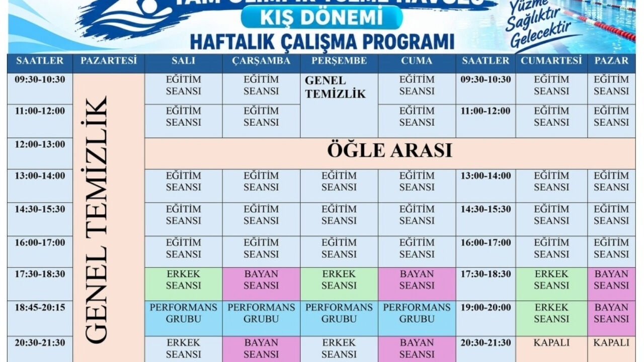Osmaniye Tam Olimpik Yüzme Havuzunda Kış Sezonu Başlıyor! İşte Yeni Seanslar...