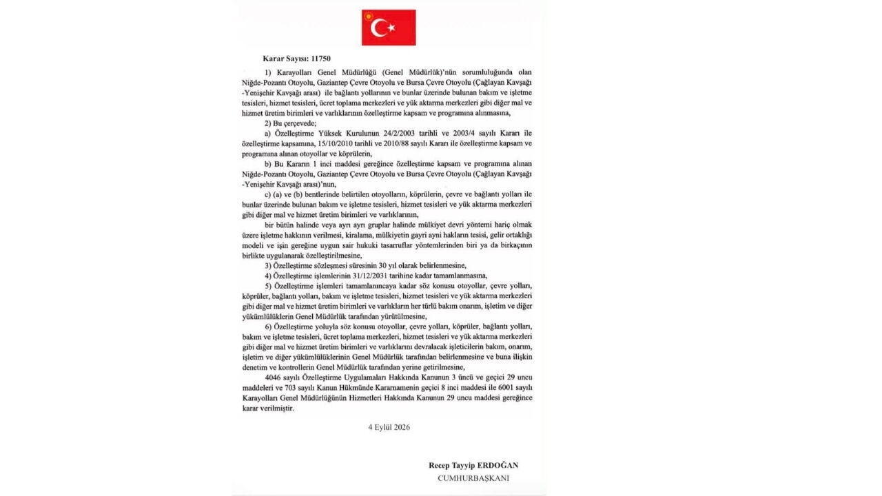 Resmi Gazete'de Yayımlandı! Toprakkale İskenderun Otoyolu Özelleştiriliyor!
