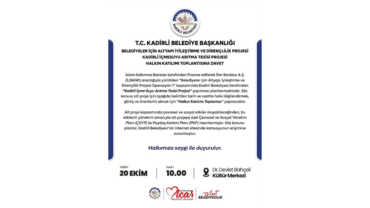 Kadirli'de Musluklardan Tertemiz Su Akacak O Proje Için Halk Toplantısı Yapılıyor