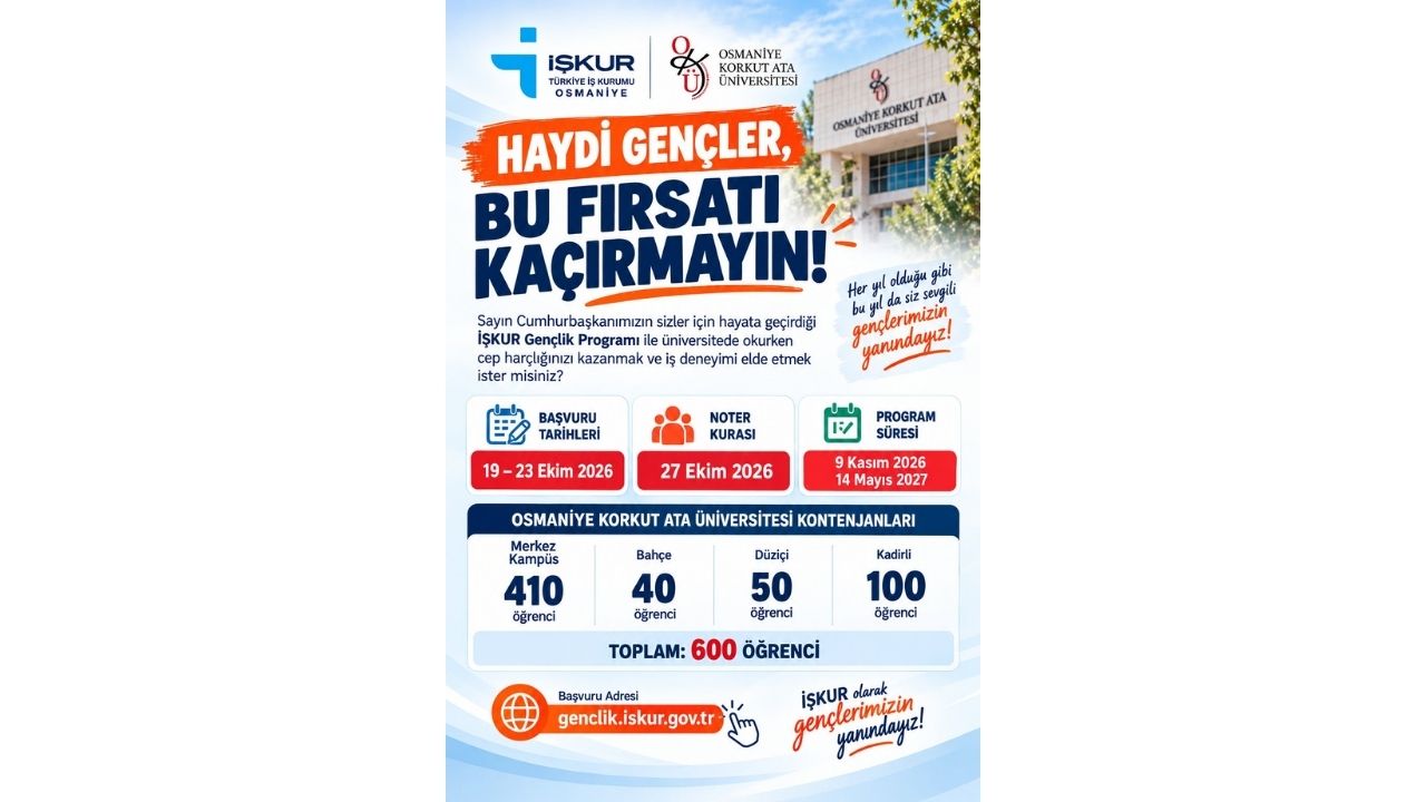 Osmaniye İşkur 600 Üniversite Öğrencisi Alacak