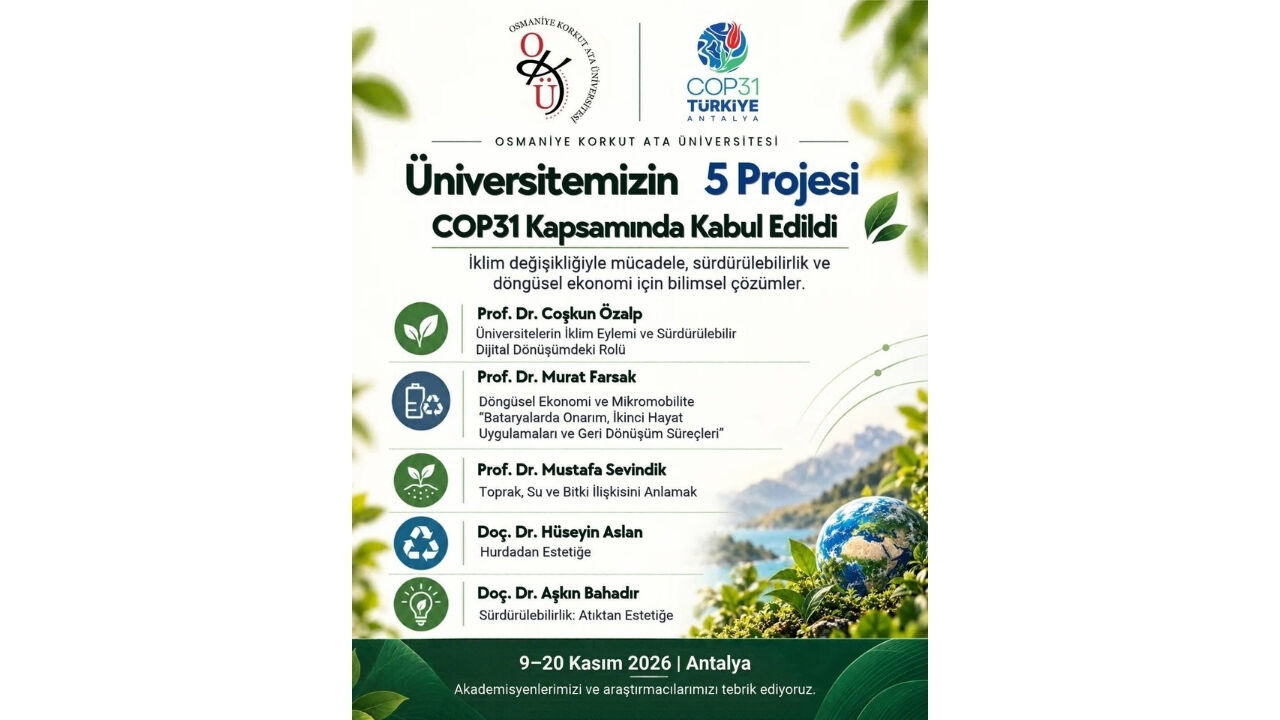 Osmaniye'den Birleşmiş Milletler Zirvesine! Okü'nün 5 Projesi Cop31'De Kabul Edildi (1)