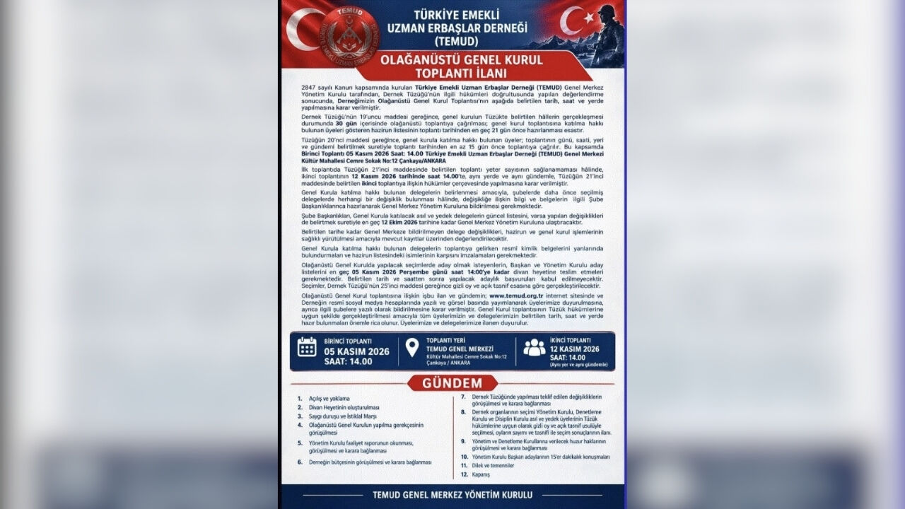 Temud Olağanüstü Genel Kurula Gidiyor Tarih Ve Gündem Belli Oldu